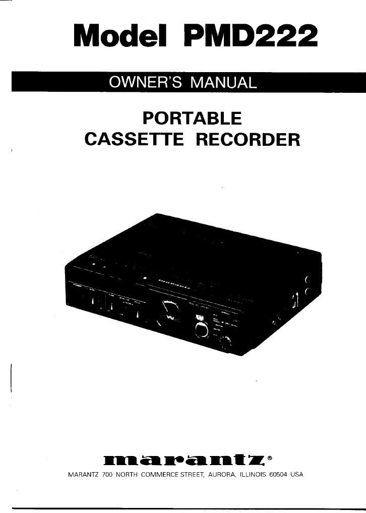 Marantz PMD 222 Owners Manual