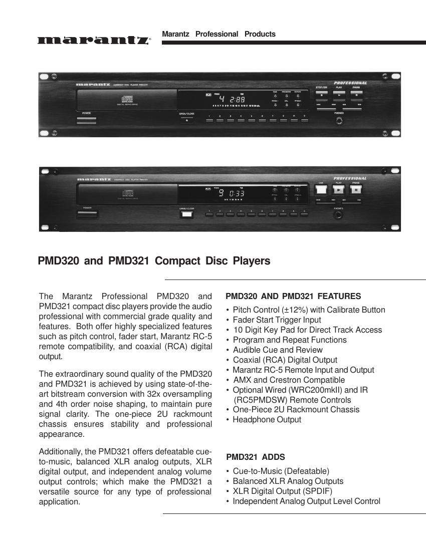 Marantz PMD 320 Brochure