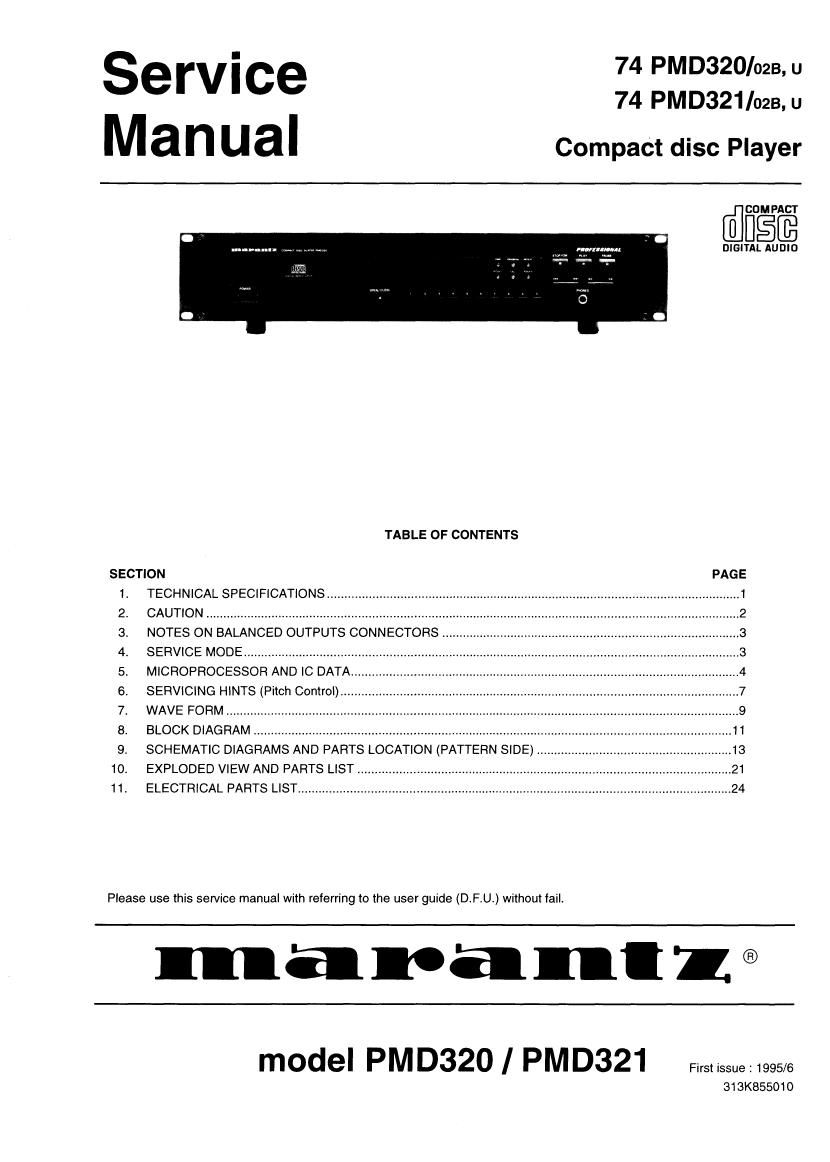 Marantz PMD 320 Service Manual