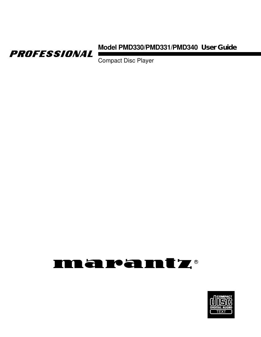 Marantz PMD 330 Owners Manual