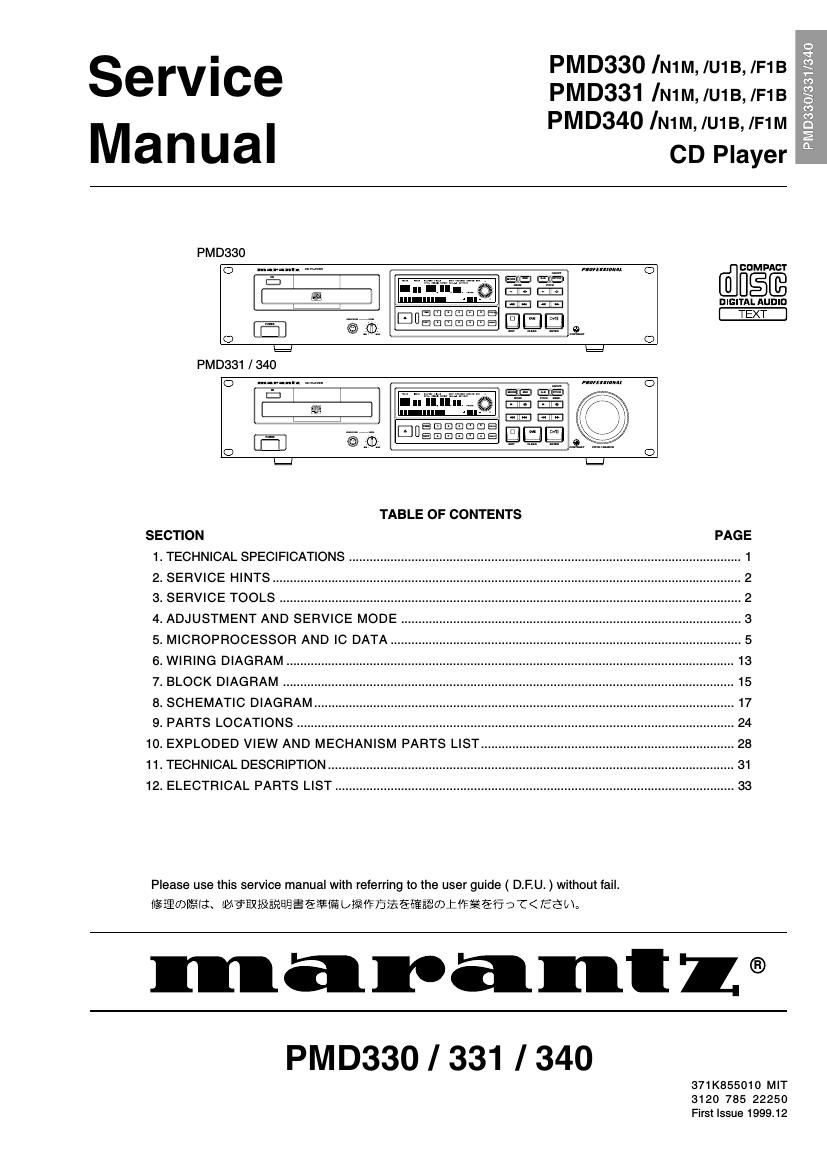 Marantz PMD 330 Service Manual