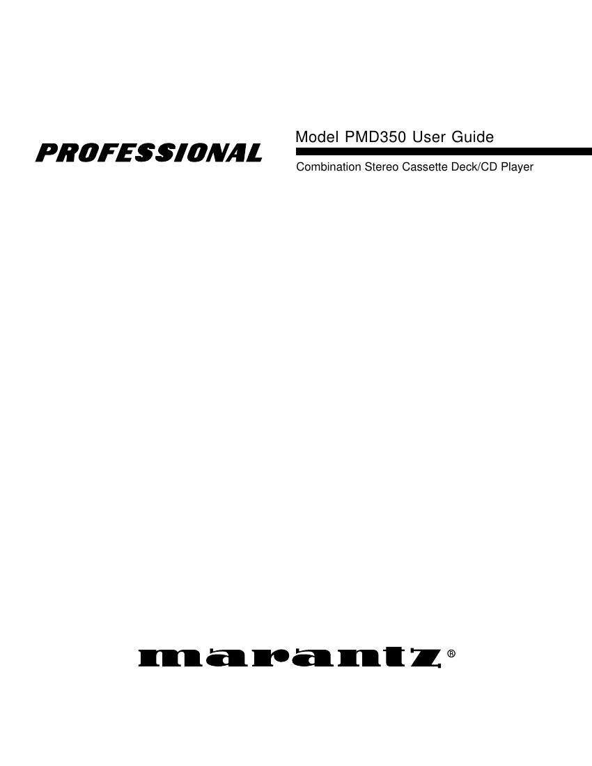 Marantz PMD 350 Owners Manual