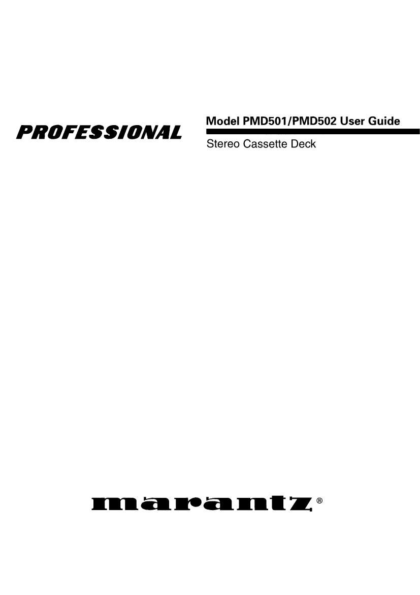 Marantz PMD 501 Owners Manual