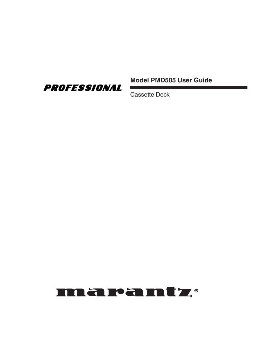 Marantz PMD 505 Owners Manual