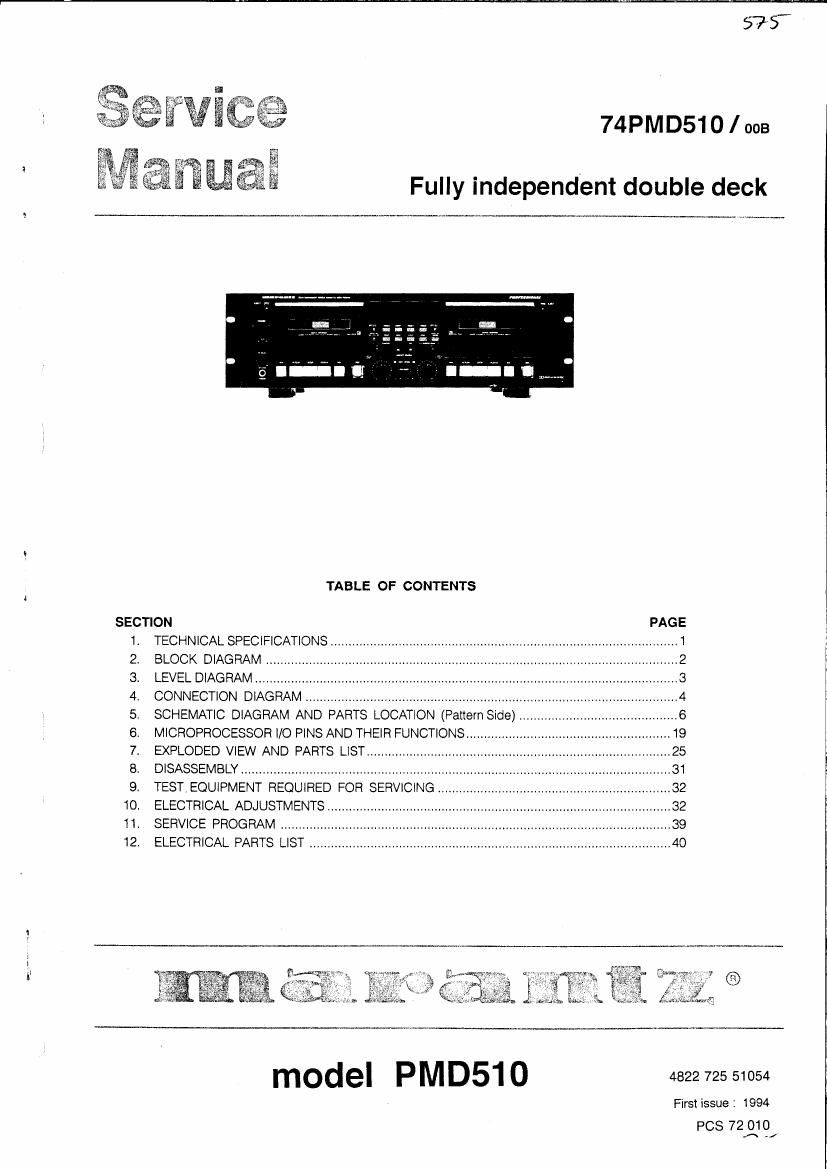 Marantz PMD 510 Service Manual
