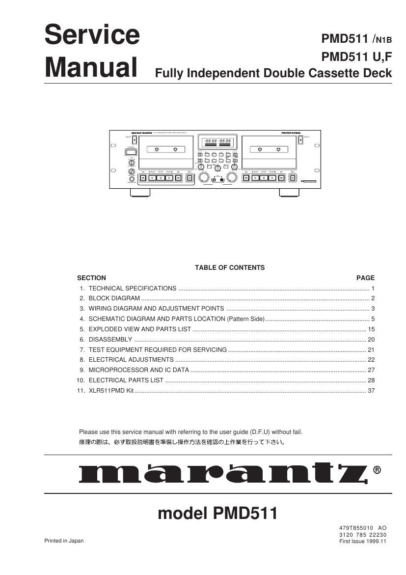 Marantz PMD 511 Service Manual