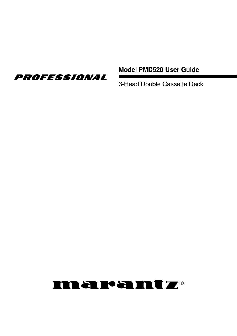 Marantz PMD 520 Owners Manual