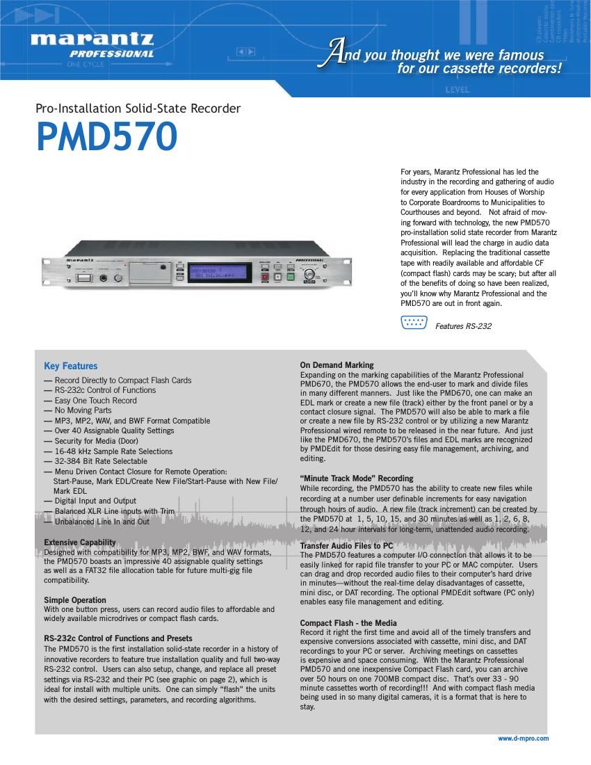 Marantz PMD 570 Brochure