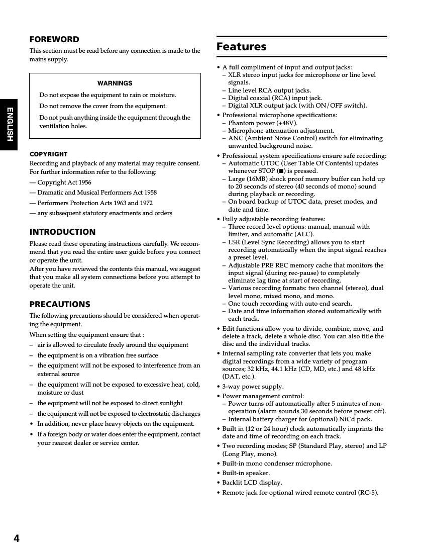 Marantz PMD 650 Owners Manual