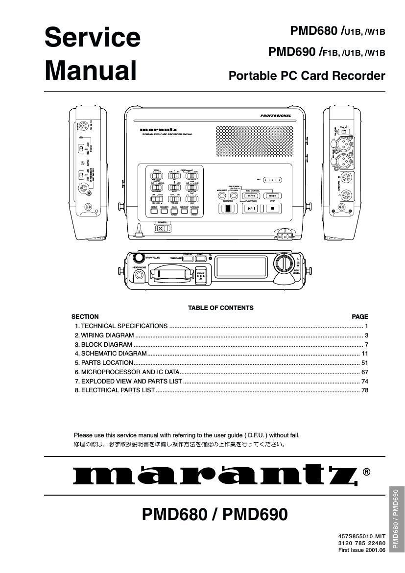 Marantz PMD 680 Service Manual