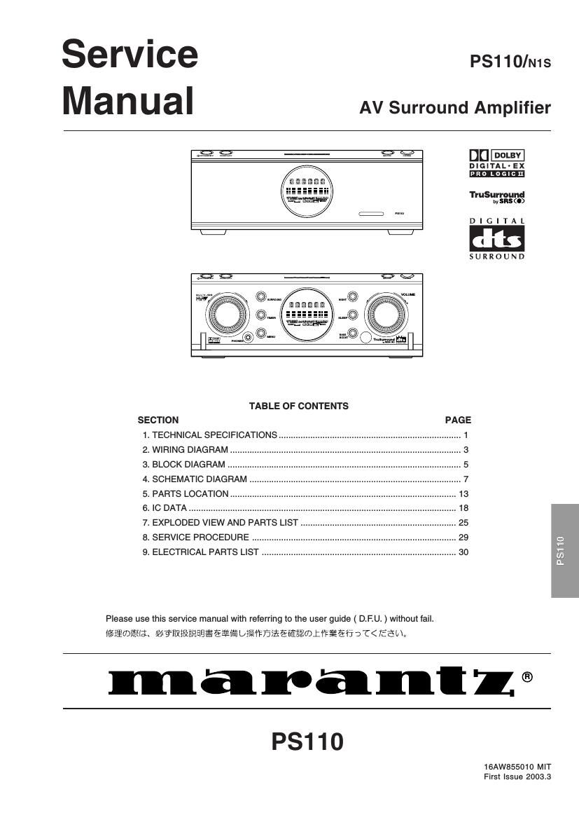 Marantz PS 110 Service Manual