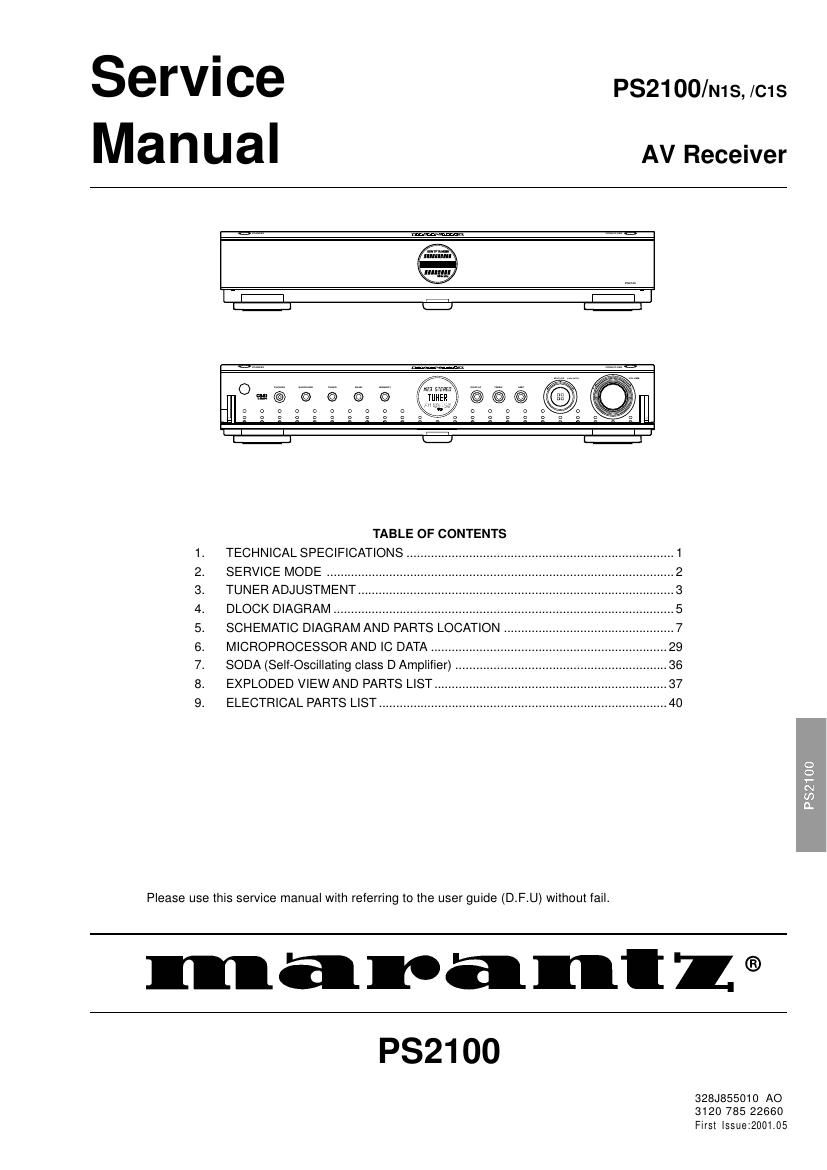 Marantz PS 2100 Service Manual