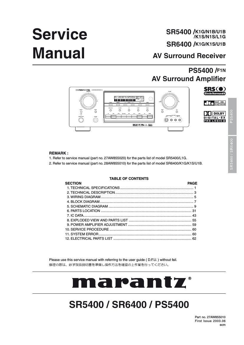 Marantz PS 5400 Service Manual