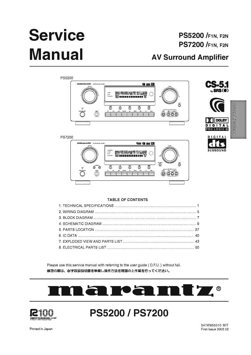 Marantz PS 7200 Service Manual