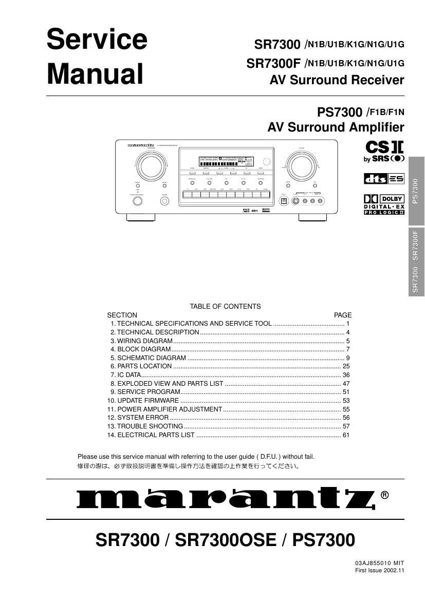 Marantz PS 7300 Service Manual