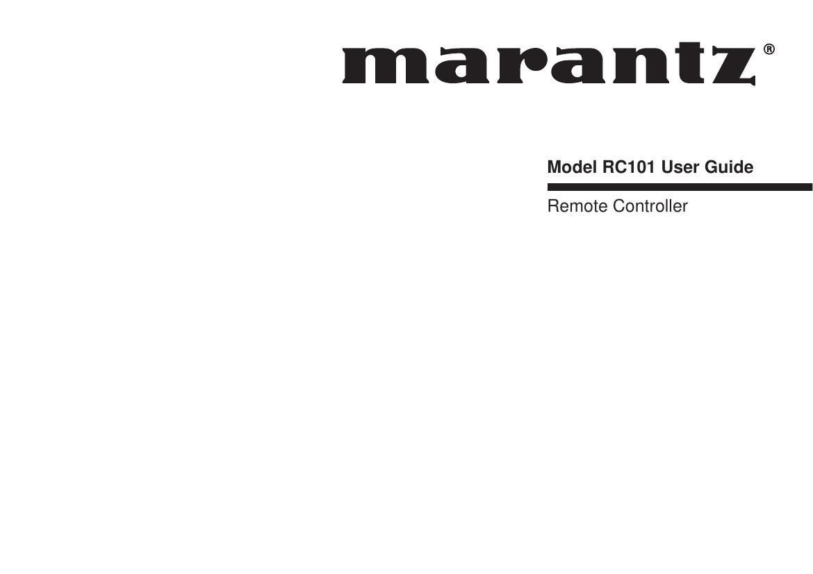 Marantz RC 101 Owners Manual