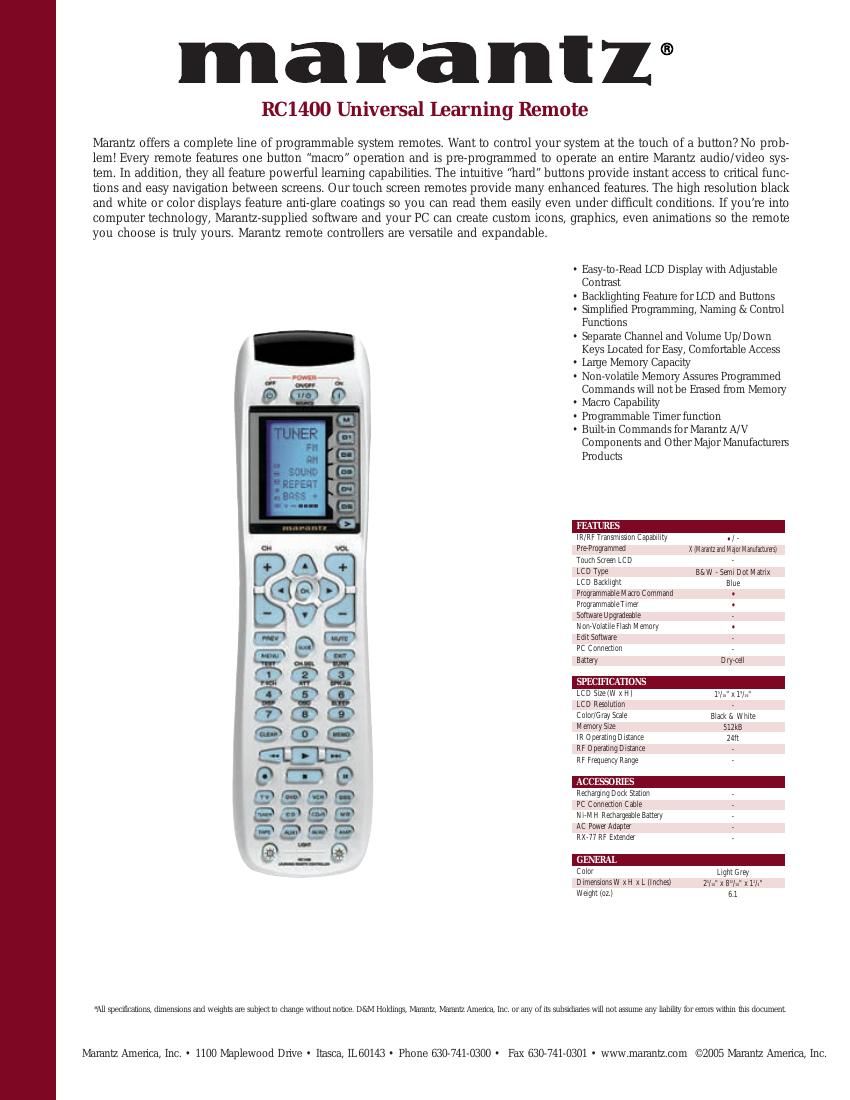 Marantz RC 1400 Brochure 2