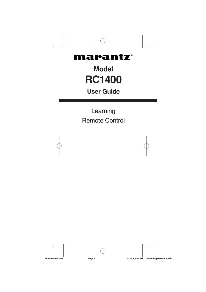 Marantz RC 1400 Owners Manual 2