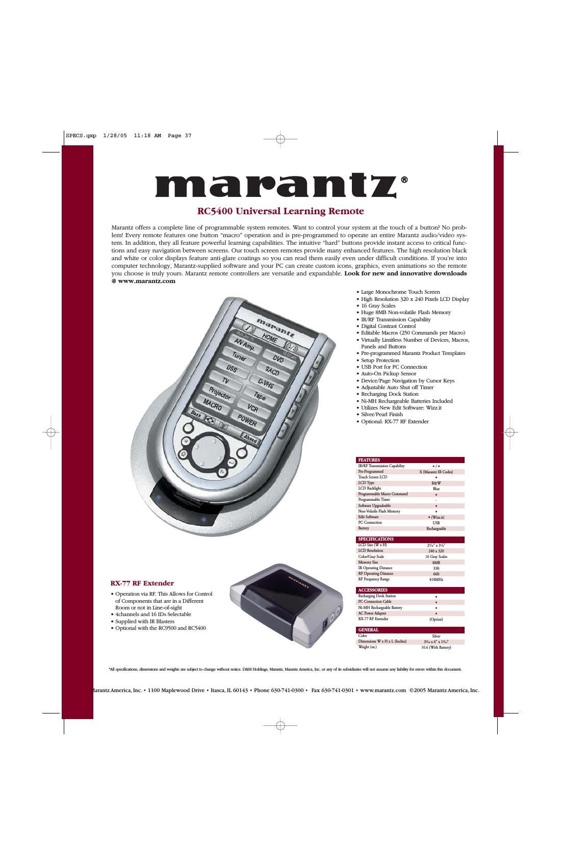 Marantz RC 5400 Brochure 2