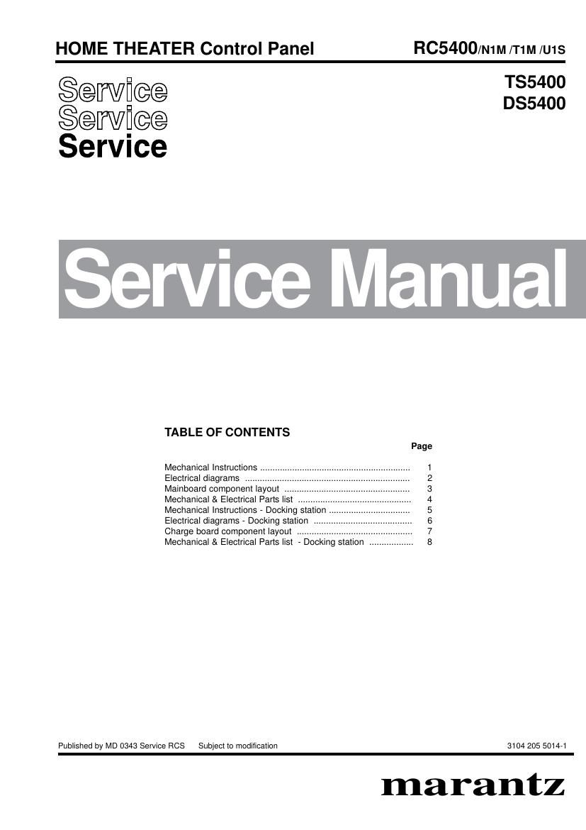 Marantz RC 5400 Service Manual