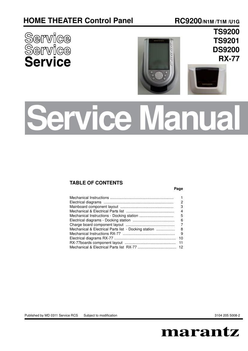 Marantz RC 9200 Service Manual