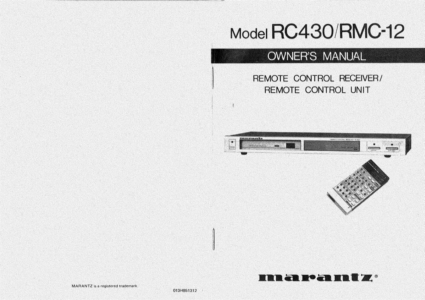 Marantz RC430 RMC 12 Manual EN FR DE NL ES SV IT