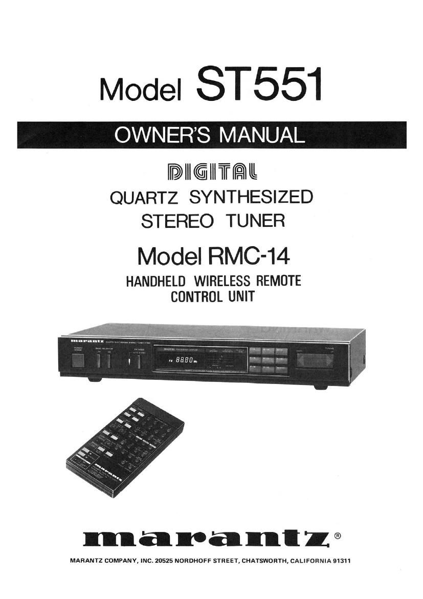 Marantz RMC 14 Owners Manual
