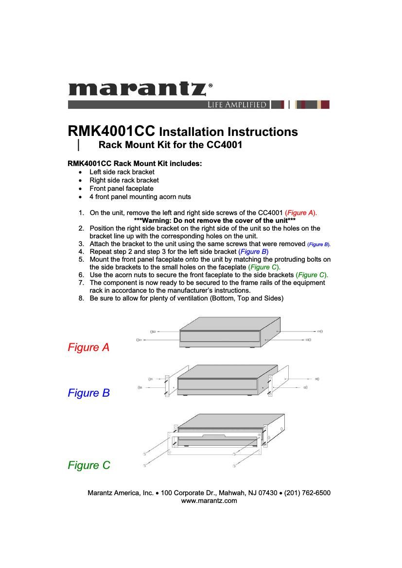 Marantz RMK 4001 CC Owners Manual