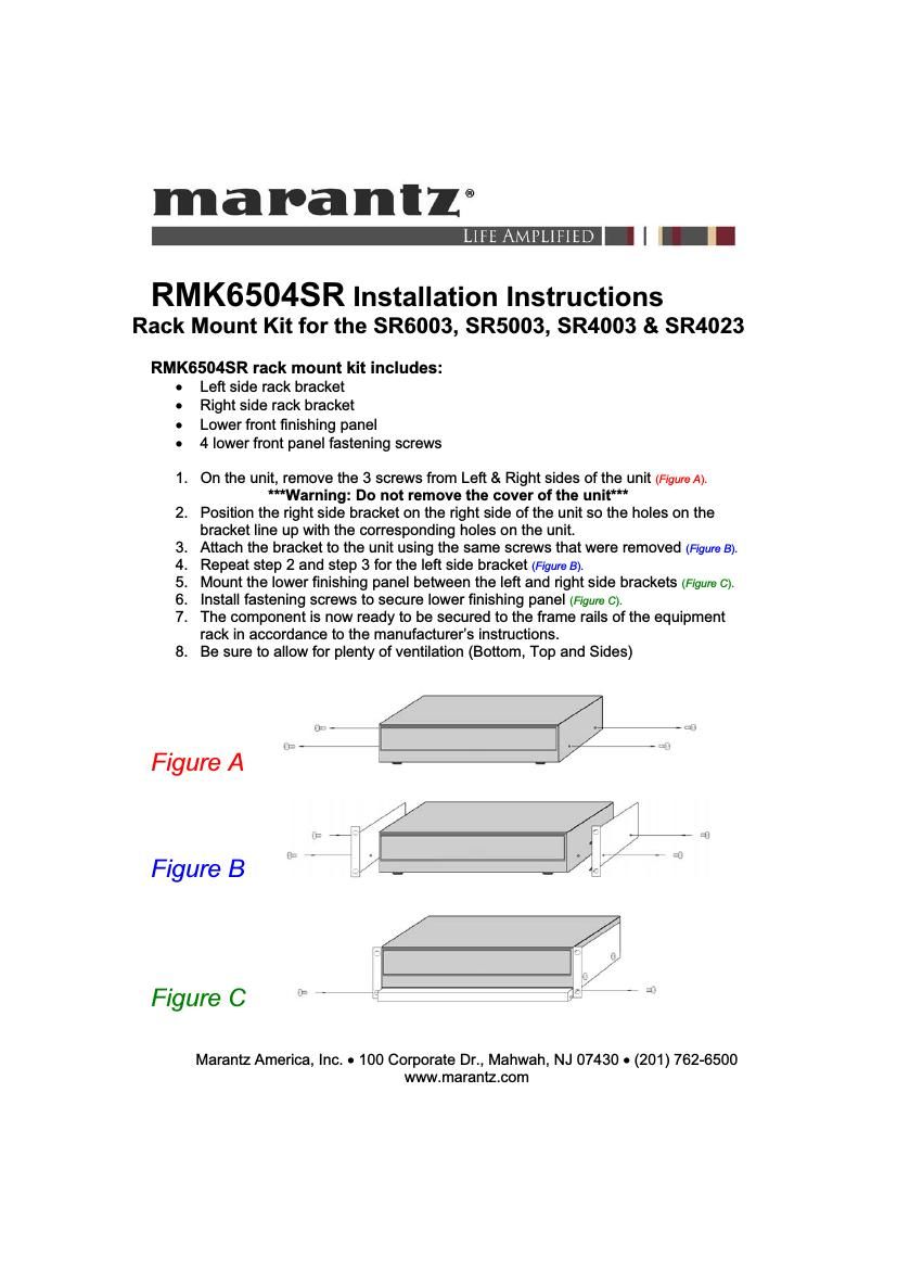Marantz RMK 6504 SR Owners Manual