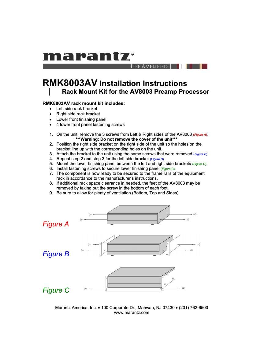 Marantz RMK 8003 AV Owners Manual