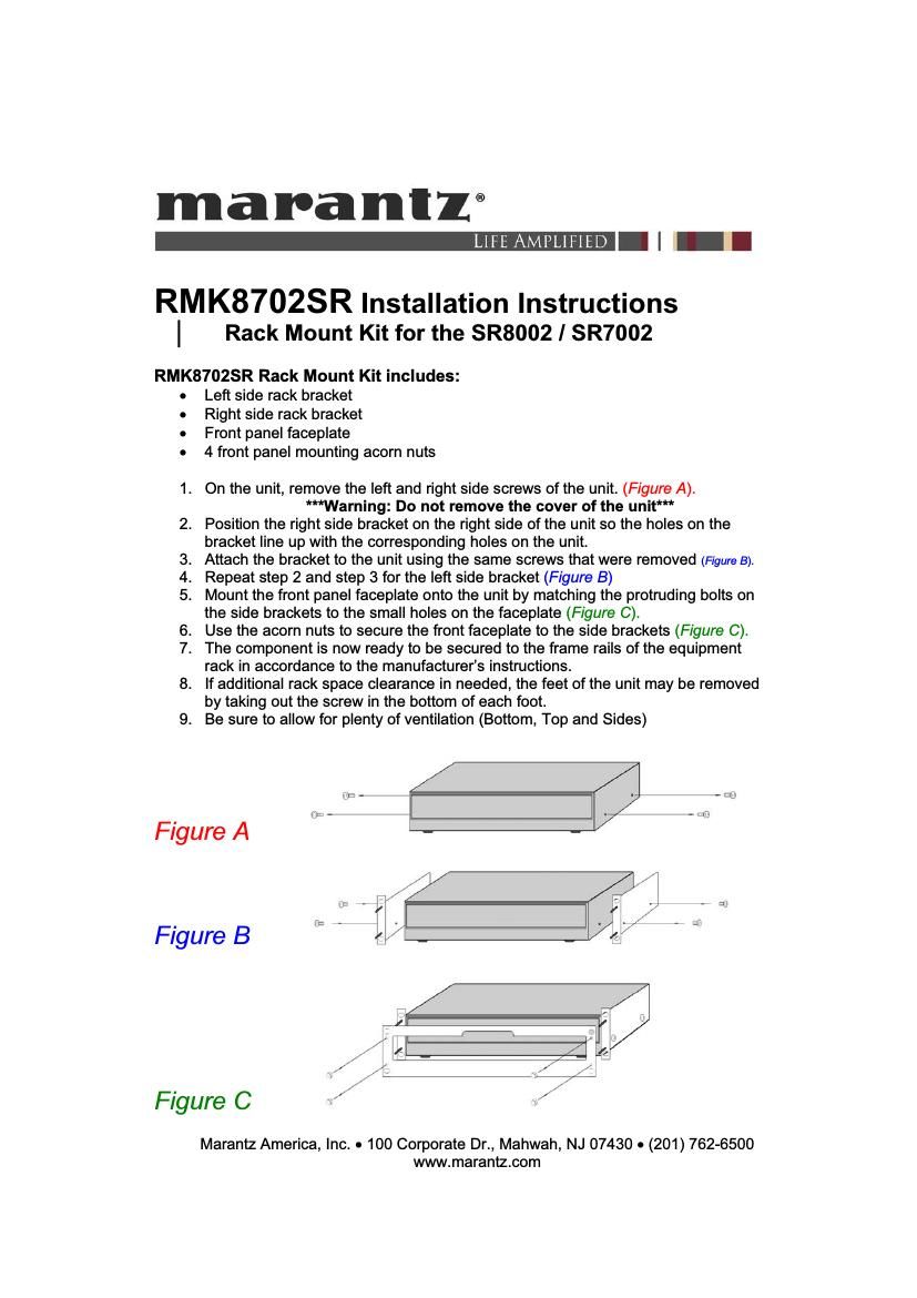Marantz RMK 8702 SR Owners Manual
