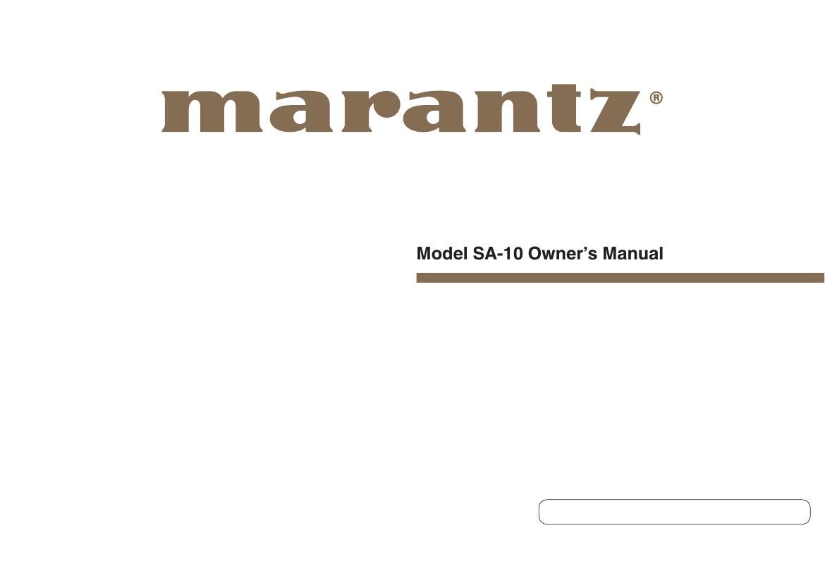 Marantz SA 10 Owners Manual