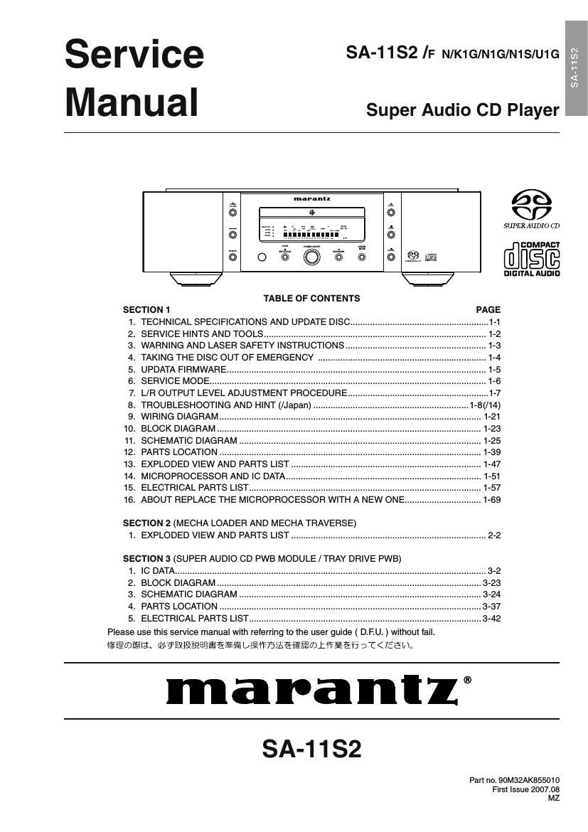 Marantz SA 11 S 2 Service Manual