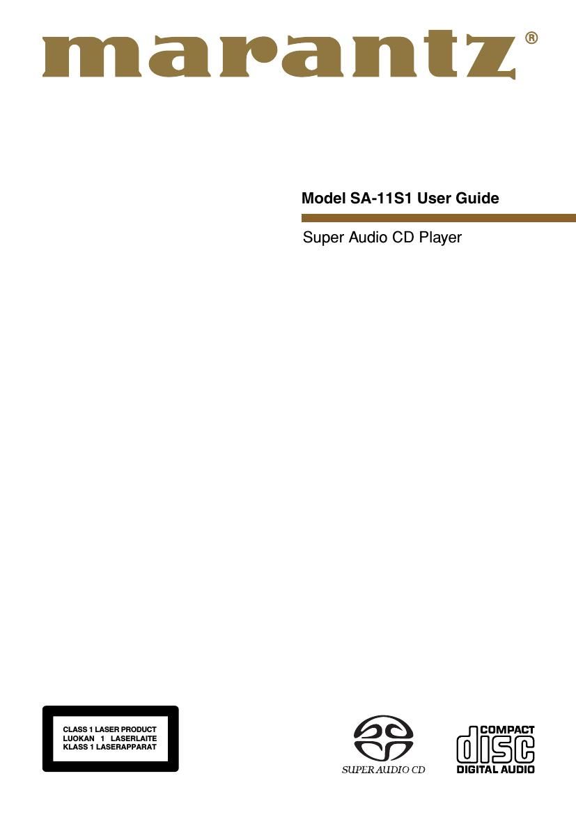 Marantz SA 11S1 Owners Manual