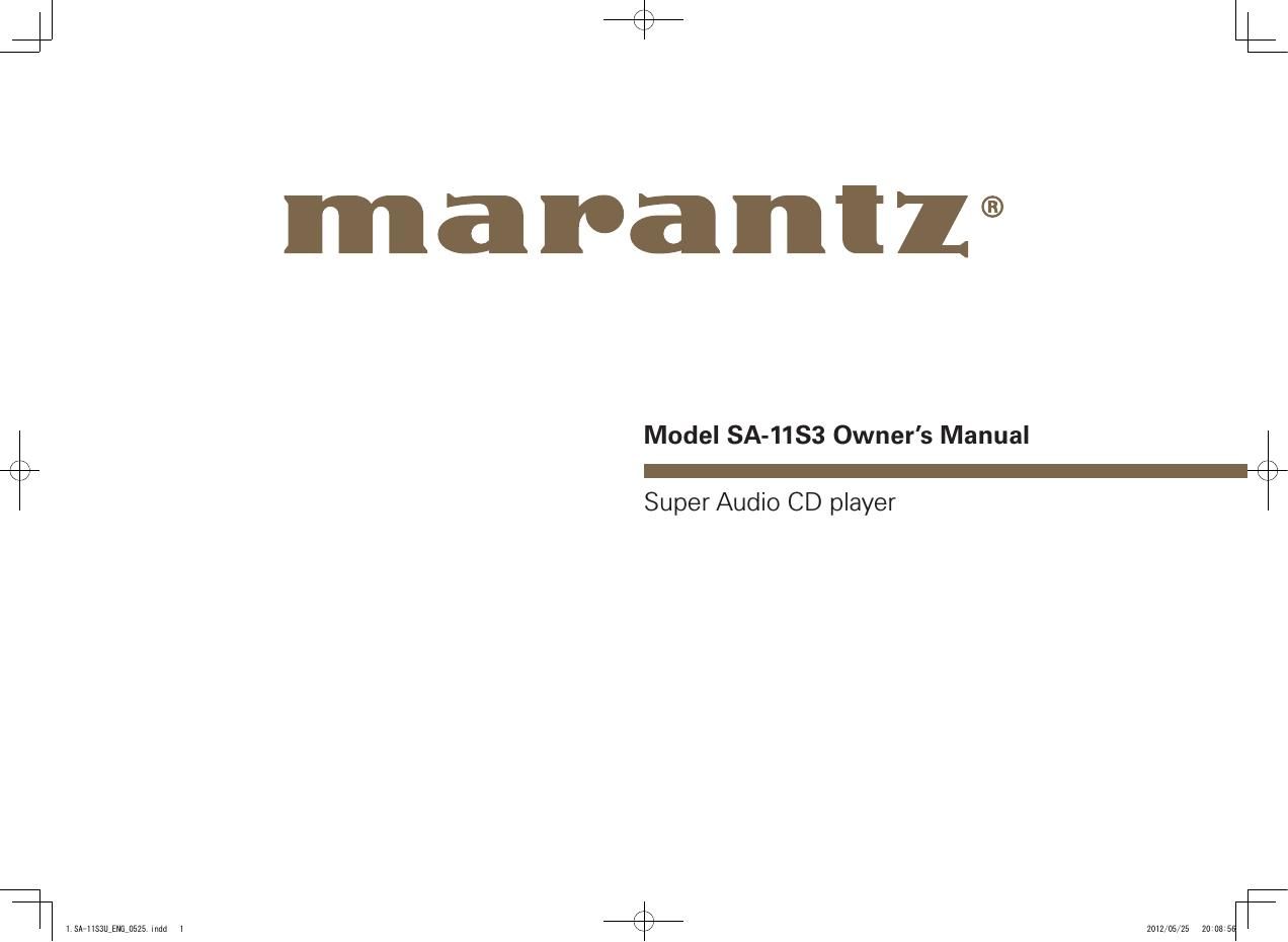 Marantz SA 11S3 Owners Manual