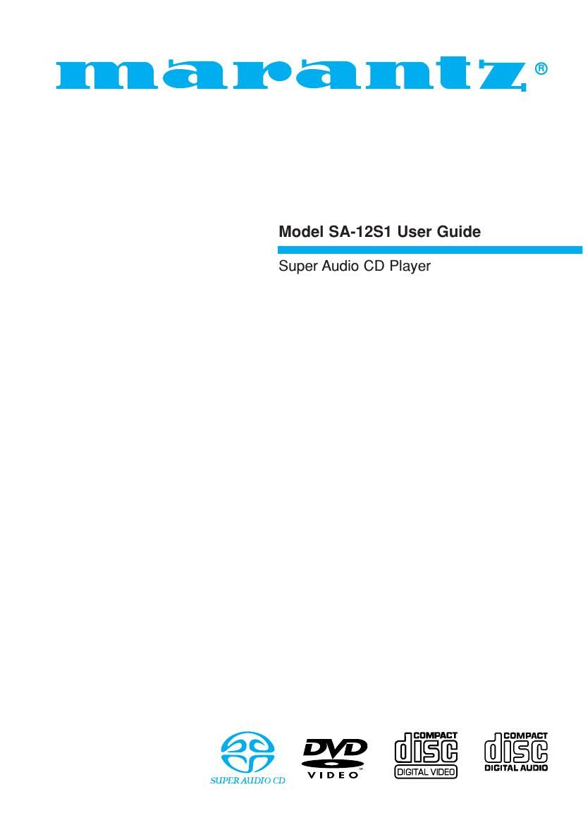 Marantz SA 12 S 1 Owners Manual