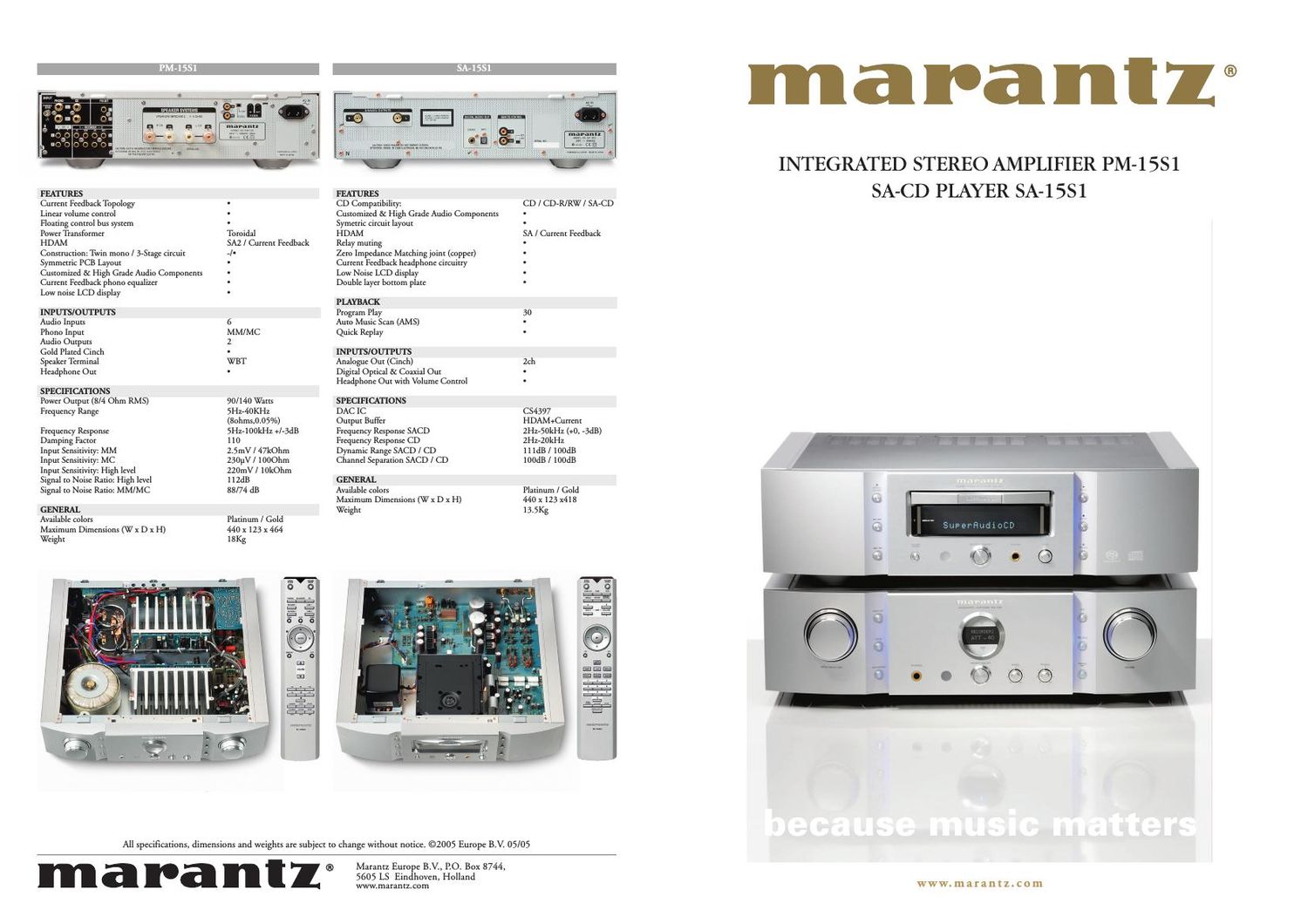 Marantz SA 15 S 1 Brochure