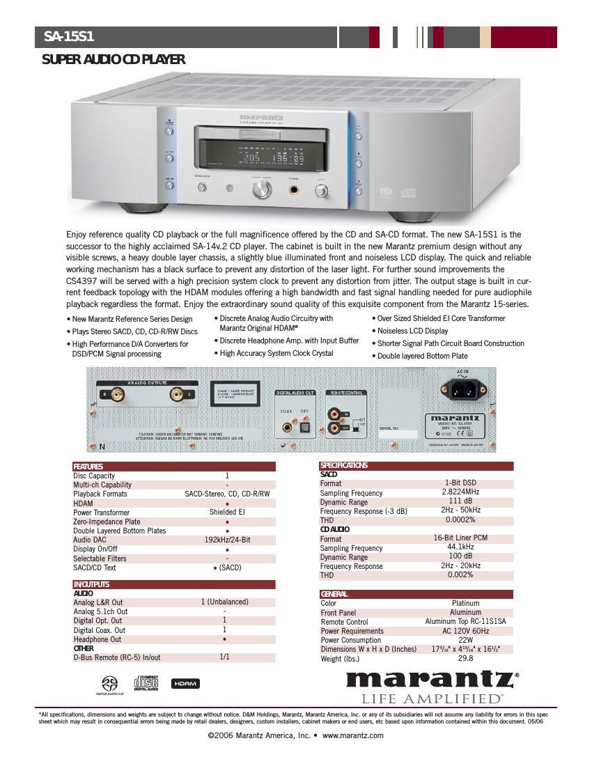 Marantz SA 15 S 1 Brochure 4