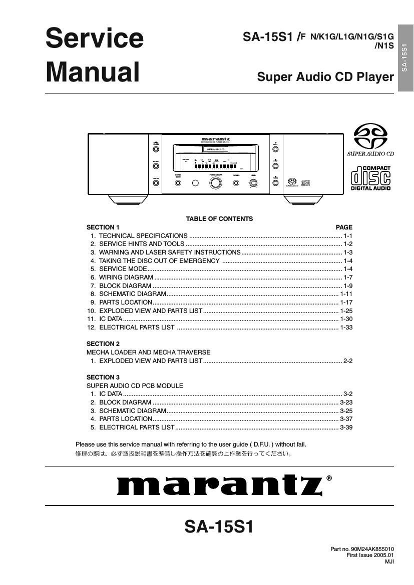 Marantz SA 15 S 1 Service Manual
