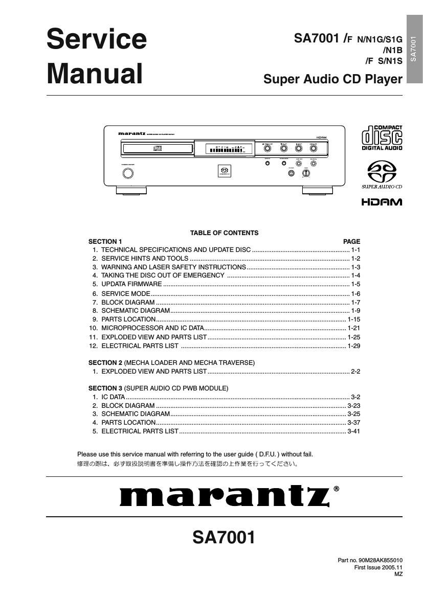 Marantz SA 7001 Service Manual