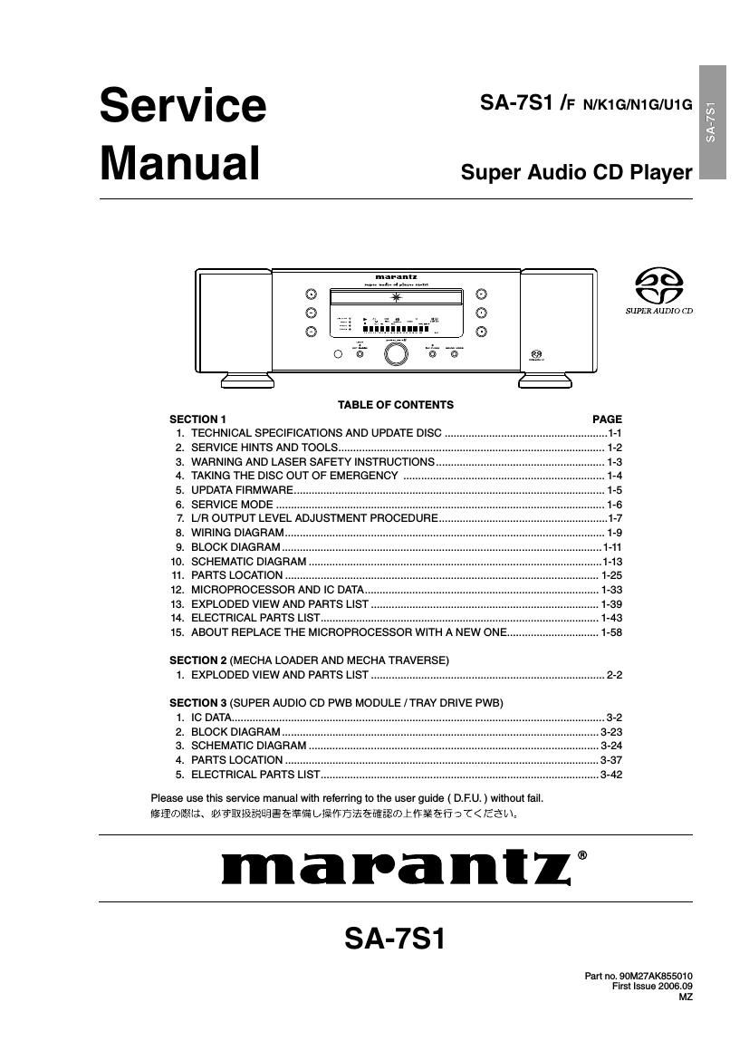 Marantz SA 7S1 Service Manual