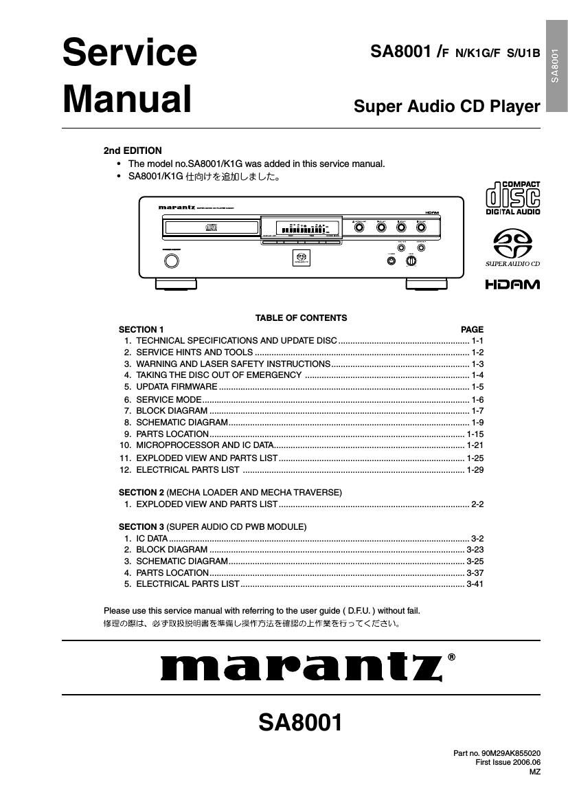 Marantz SA 8001 Service Manual