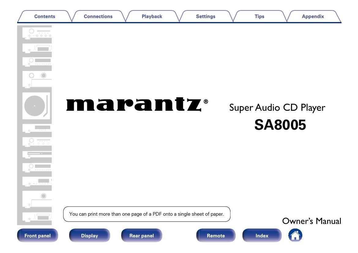 Marantz SA 8005 Owners Manual