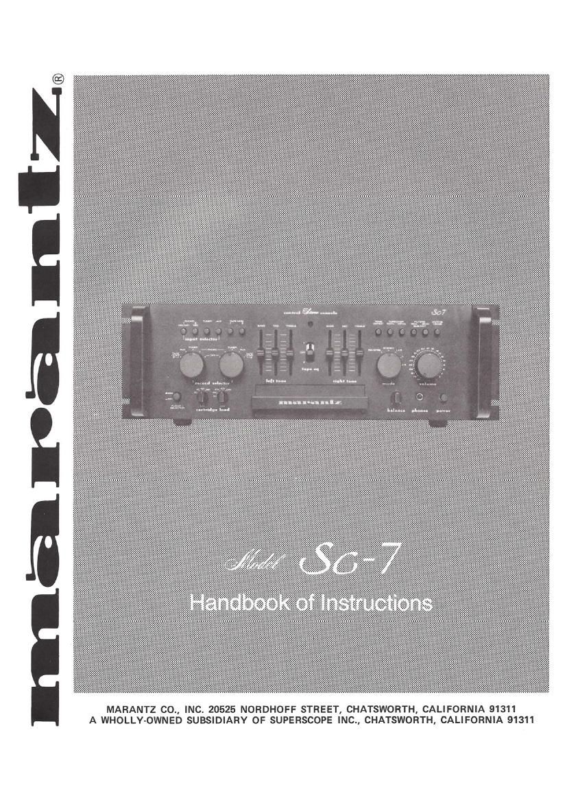 Marantz SC 7 Owners Manual