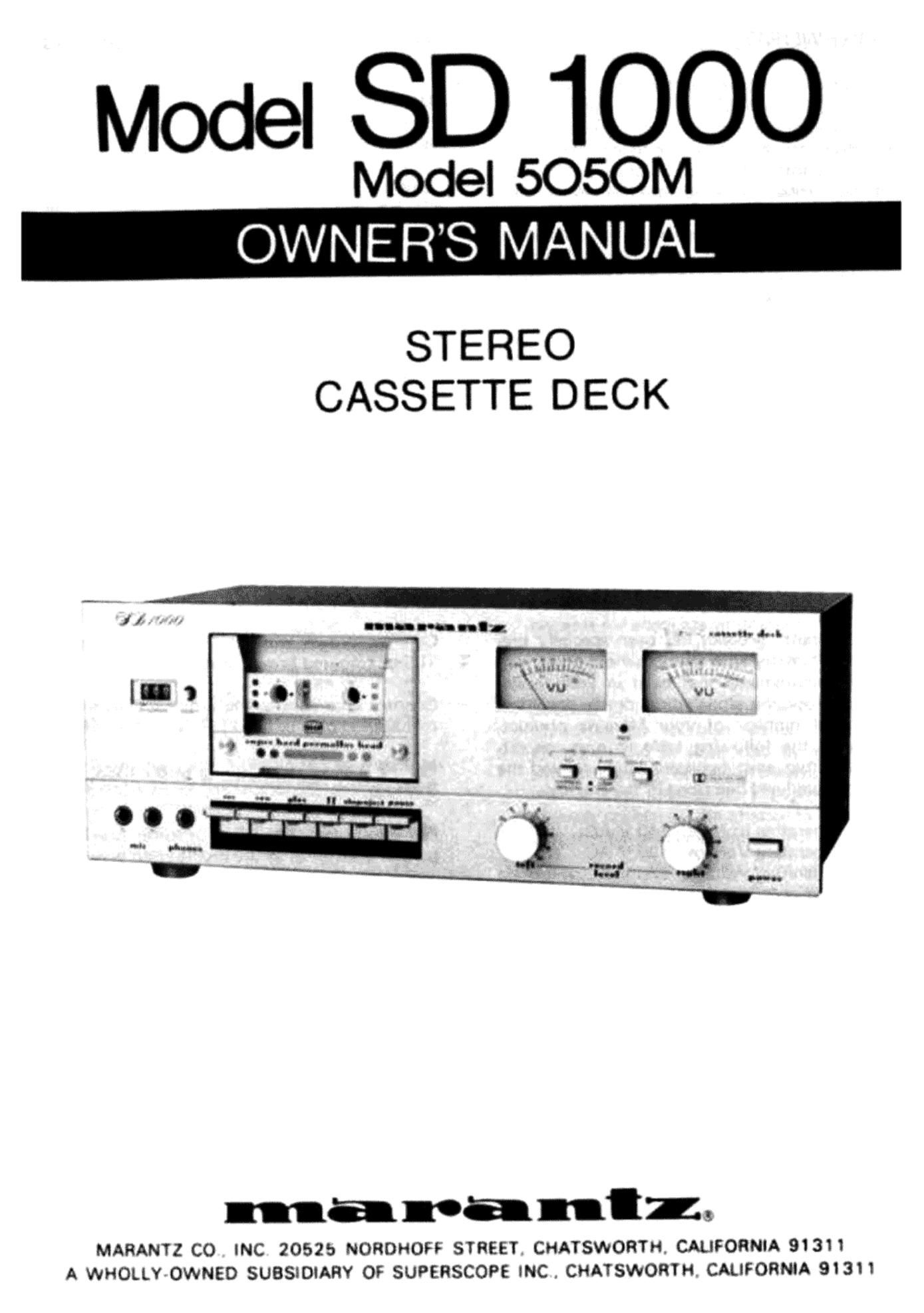 Marantz SD 1000 Owners Manual
