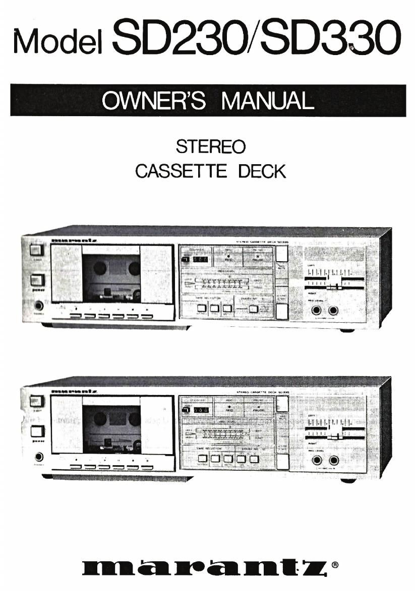 Marantz SD 230 SD 240 Owners Manual