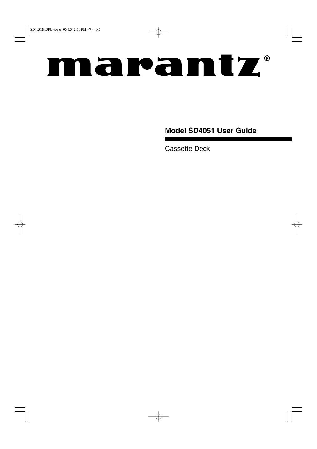 Marantz SD 4051 Owners Manual