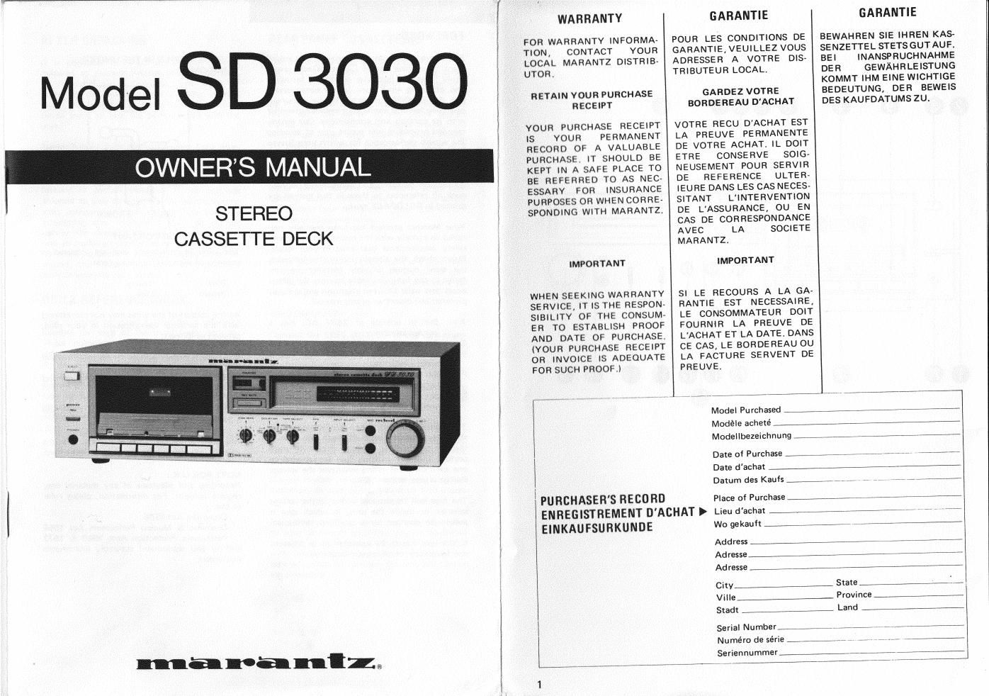 marantz sd 3030 ownersmanual