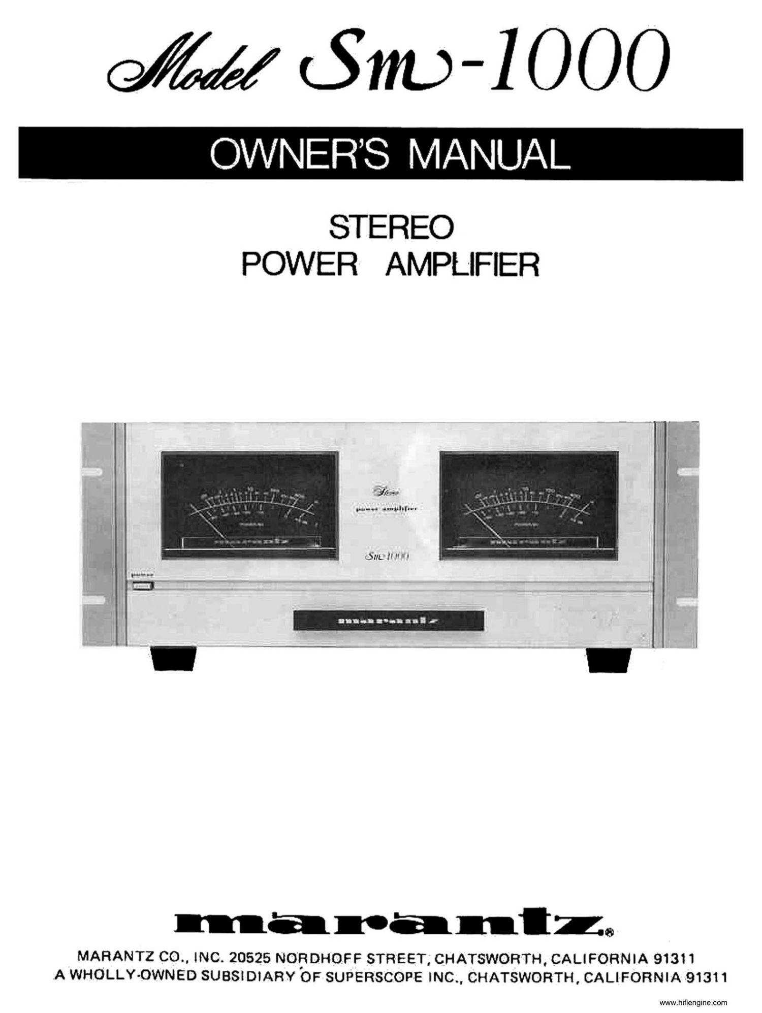Marantz SM 1000 Owners Manual