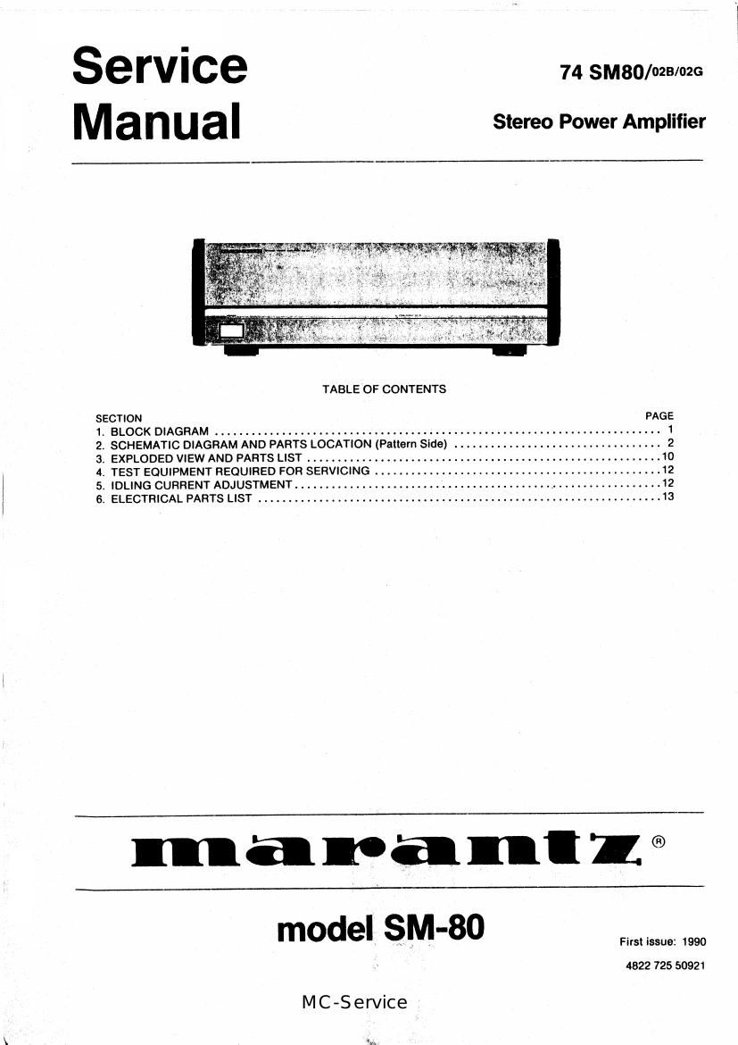 Marantz SM 80 Service Manual